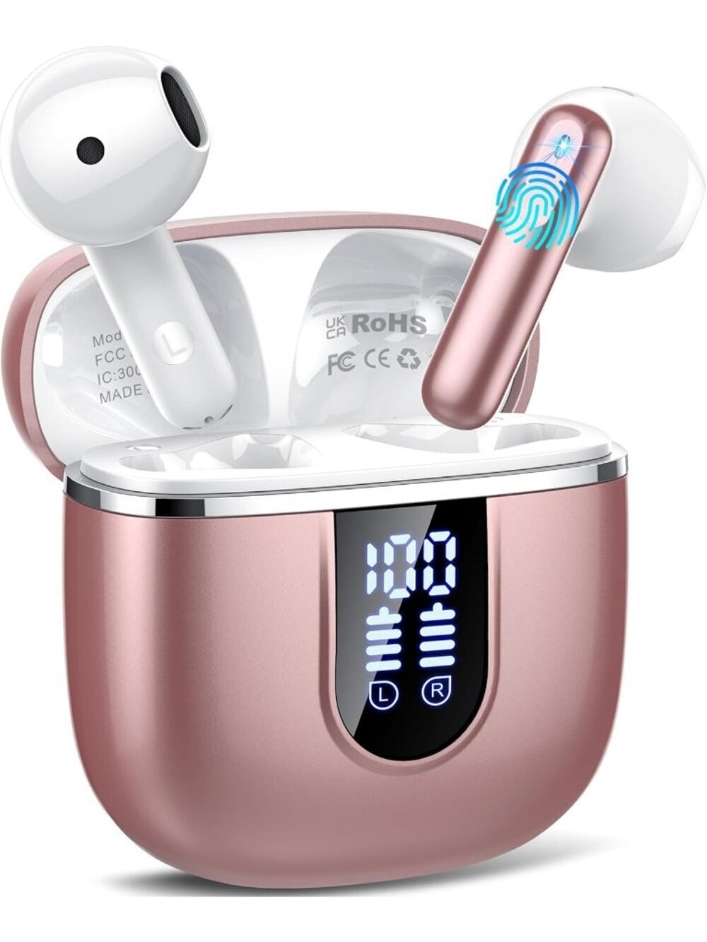 Wireless Rose Gold 40H Playtime 4 ENC Noise Cancelling Mic Bluetooth 5.4 Earbud